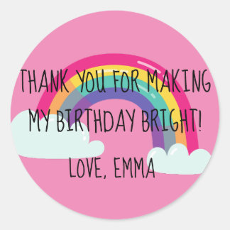Rainbow Happy Bright Birthday Party Favor Box Classic Round Sticker