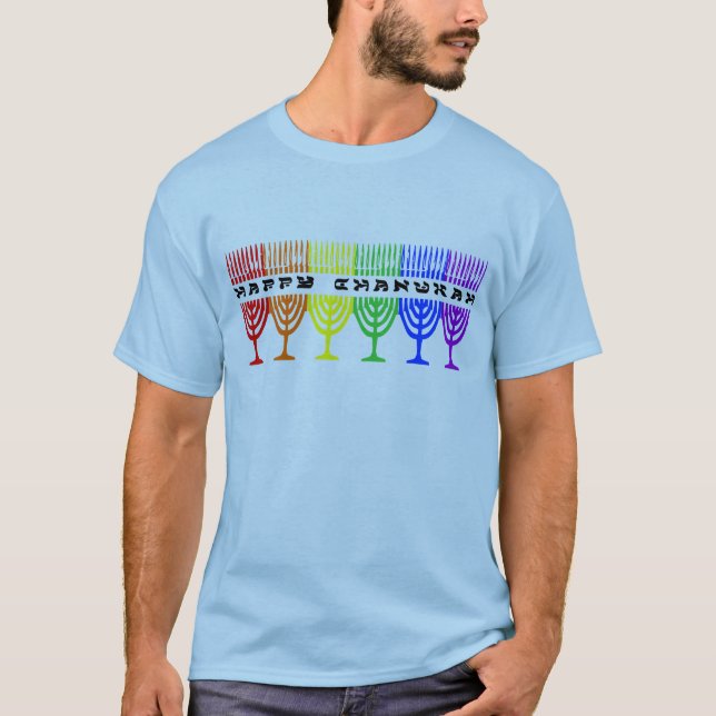 Rainbow Happy Chanukah Shirts (Front)