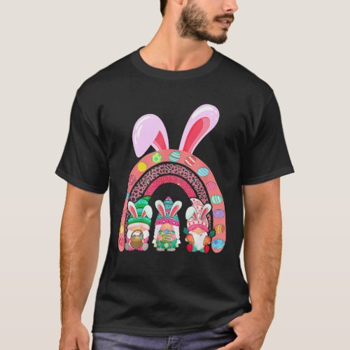 Rainbow Happy Easter Day Cute Gnome Easter Bunny T_Shirt