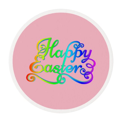 Rainbow Happy Easter Edible Frosting Rounds