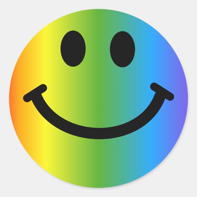 Rainbow Happy Face Classic Round Sticker (Front)
