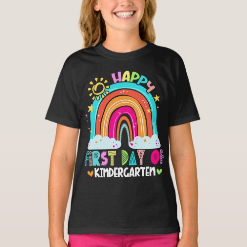 Rainbow Happy First Day Of Kindergarten Back To  T_Shirt