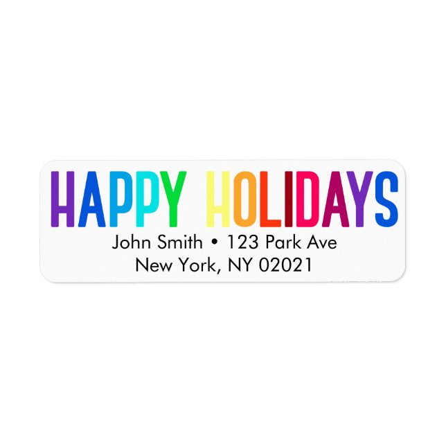 Rainbow Happy Holidays Label (Front)