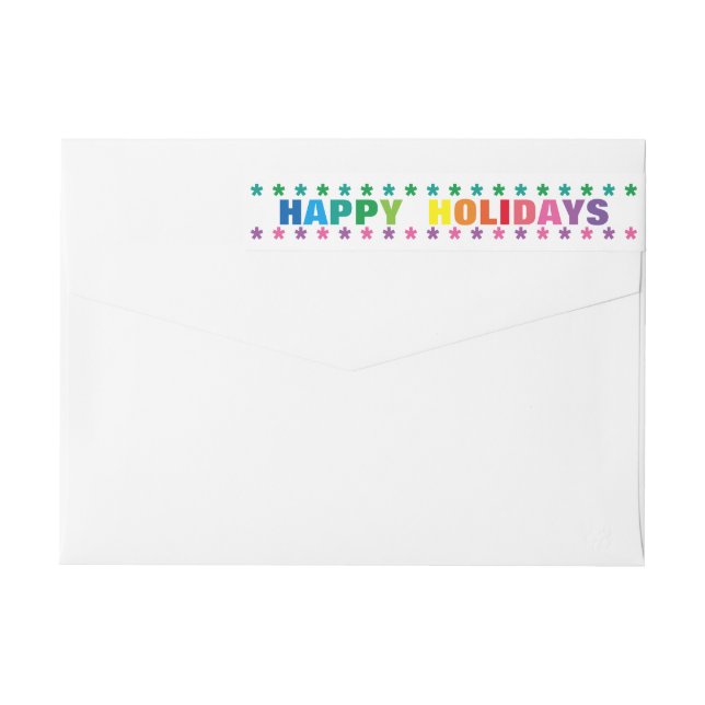 Rainbow Happy Holidays -Long Return Address Label (Back)