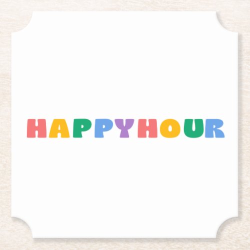 Rainbow Happy Hour Paper Coaster