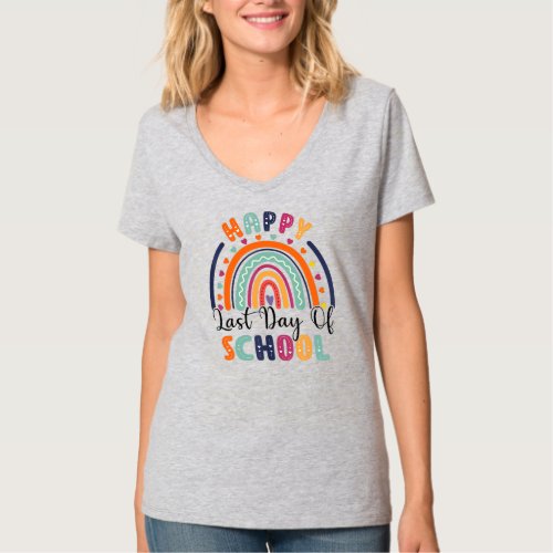 Rainbow Happy Last Day of School Teacher Student T_Shirt