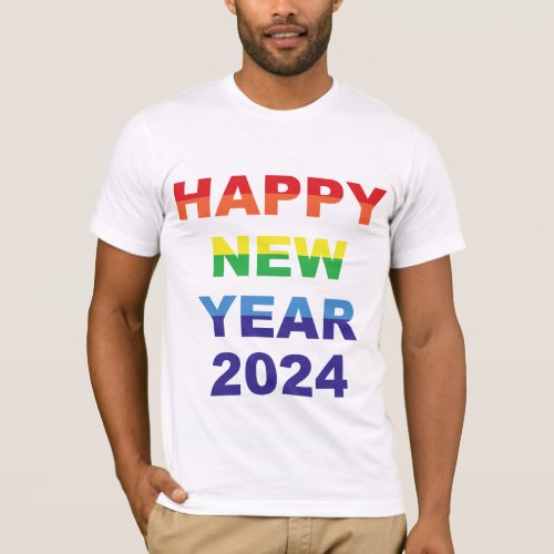 Rainbow Happy New Year 2024 T_Shirt
