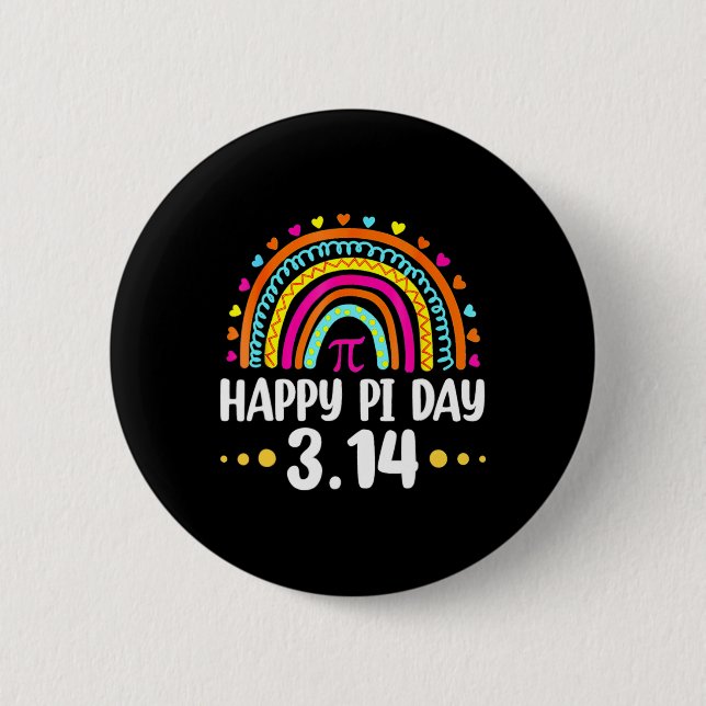 Rainbow Happy Pi Day 3 14 2025 Pi Symbol Math Love Button (Front)