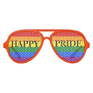 Rainbow Happy Pride Aviator Sunglasses