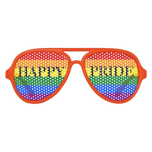 Rainbow Happy Pride Aviator Sunglasses