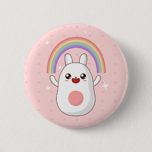 Rainbow Happy Rabbit Button