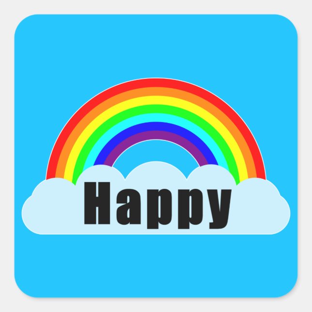 RAINBOW - Happy Square Sticker (Front)