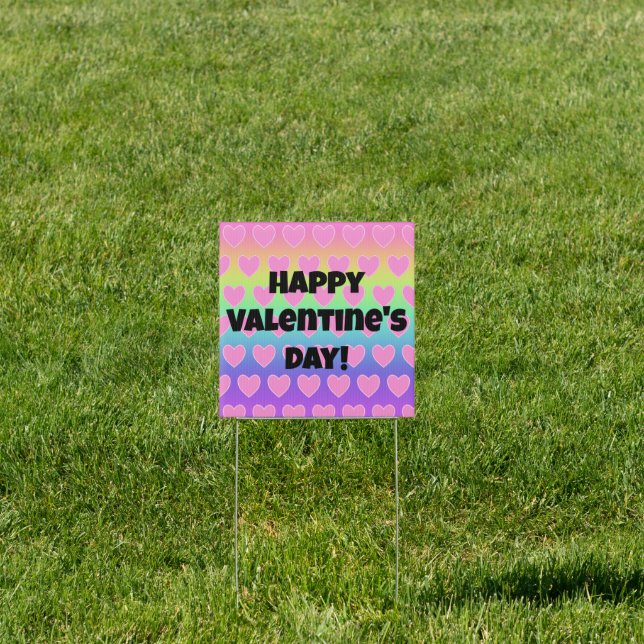 Rainbow Happy Valentine's Day Yard Sign (Insitu)