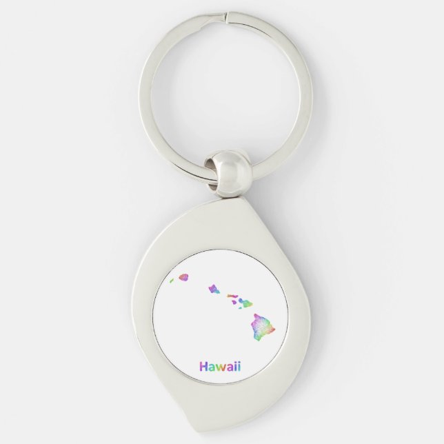 Rainbow Hawaii map Keychain (Front)