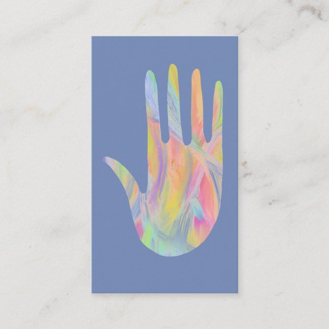 Rainbow Healing Hand Periwinkle Business Card (Front)