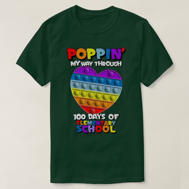 Rainbow Heart 100 Days of School T-Shirt (Design Front)