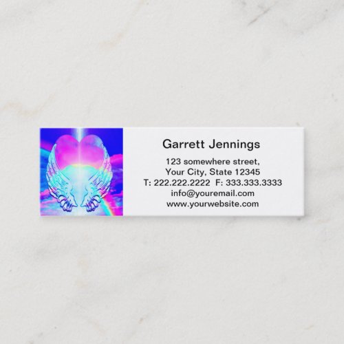 Rainbow Heart and Angel Wings Mini Business Card