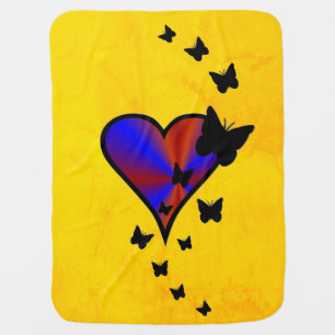 Rainbow Heart and Butterfly Baby Blanket