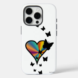 Rainbow Heart and Butterfly iPhone 16 Pro Case