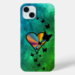 Rainbow Heart and Butterfly iPhone 15 Plus Case