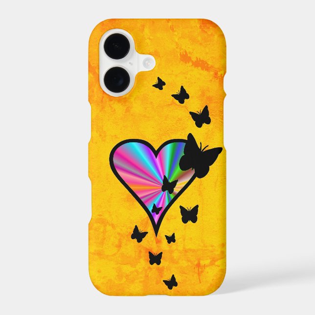Rainbow Heart and Butterfly Case-Mate iPhone Case (Back)