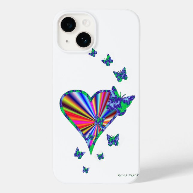 Rainbow Heart and Butterfly Case-Mate iPhone Case (Back)