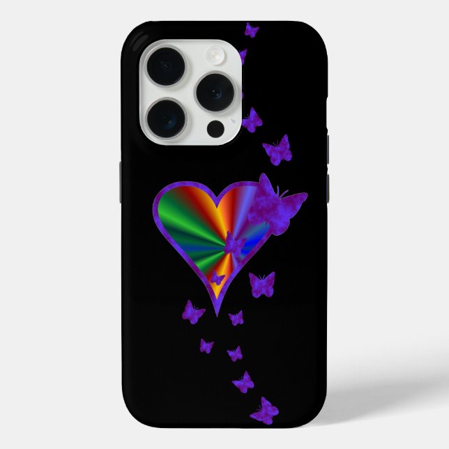Rainbow Heart and Butterfly Case-Mate iPhone Case (Back)