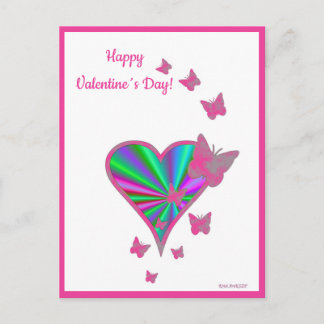 Rainbow Heart and Butterfly Holiday Postcard