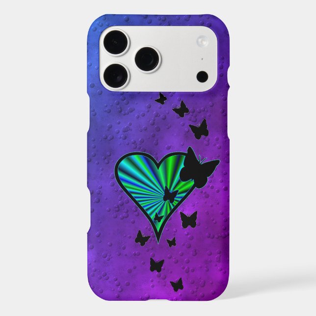 Rainbow Heart and Butterfly iPhone Case (Back)