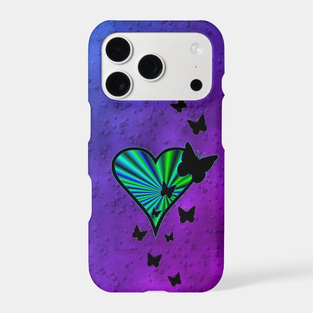 Rainbow Heart and Butterfly iPhone Case (Back)