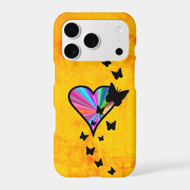 Rainbow Heart and Butterfly iPhone Case (Back)