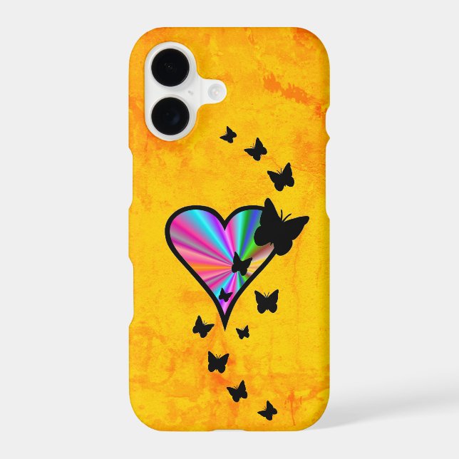 Rainbow Heart and Butterfly iPhone Case (Back)