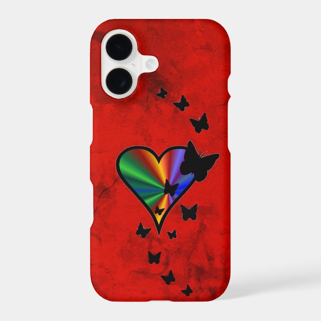 Rainbow Heart and Butterfly iPhone Case (Back)