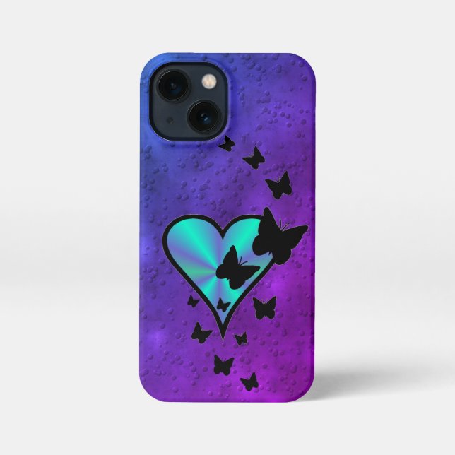 Rainbow Heart and Butterfly iPhone Case (Back)