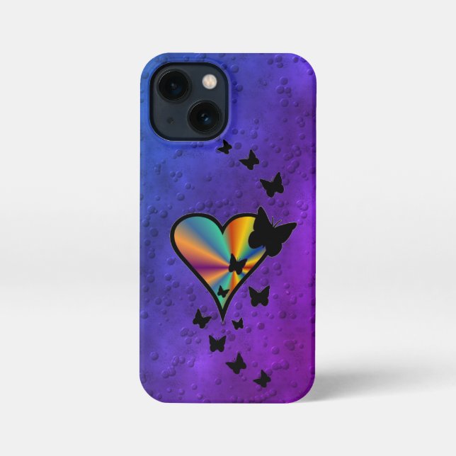 Rainbow Heart and Butterfly iPhone Case (Back)