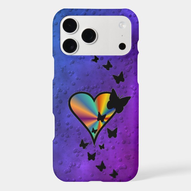 Rainbow Heart and Butterfly iPhone Case (Back)
