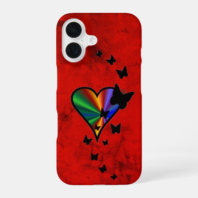 Rainbow Heart and Butterfly iPhone Case (Back)