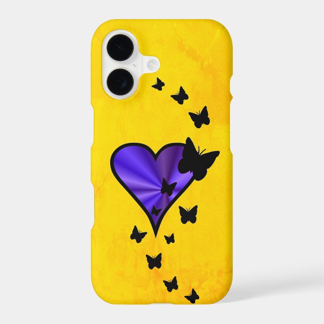 Rainbow Heart and Butterfly iPhone Case (Back)