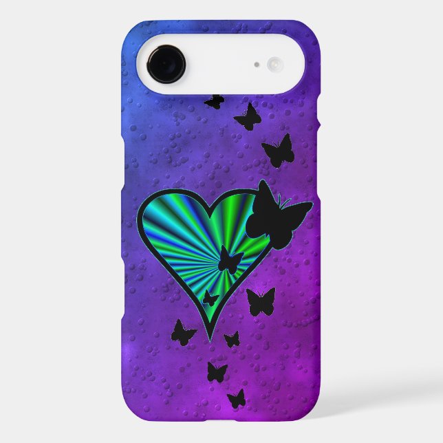 Rainbow Heart and Butterfly iPhone Case (Back)
