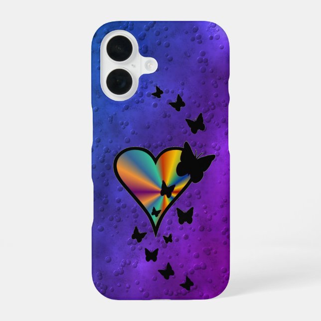 Rainbow Heart and Butterfly iPhone Case (Back)