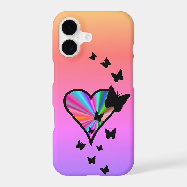 Rainbow Heart and Butterfly iPhone Case (Back)