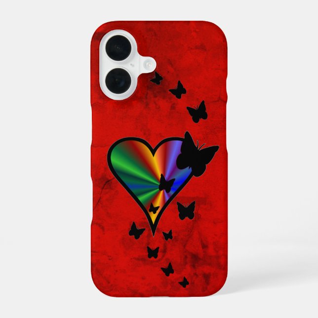 Rainbow Heart and Butterfly iPhone Case (Back)