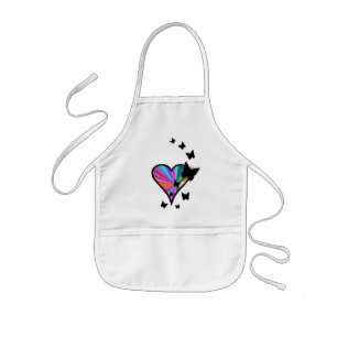 Rainbow Heart and Butterfly Kids' Apron