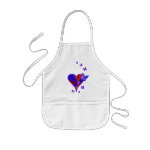 Rainbow Heart and Butterfly Kids' Apron