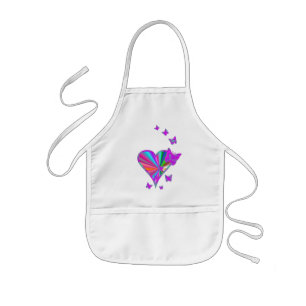 Rainbow Heart and Butterfly Kids' Apron