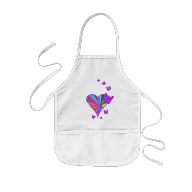 Rainbow Heart and Butterfly Kids' Apron (Front)