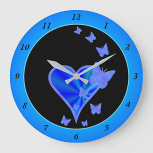Rainbow Heart and Butterfly Large Clock