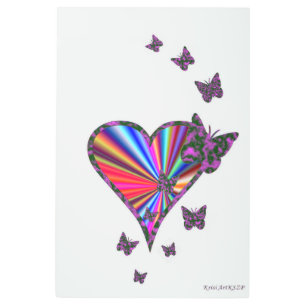 Rainbow Heart and Butterfly Metal Print