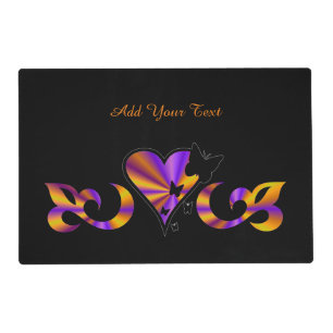 Rainbow Heart and Butterfly , Pet Mat