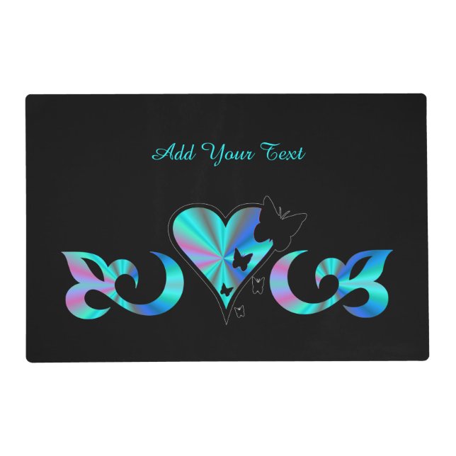 Rainbow Heart and Butterfly , Pet Mat (Front)